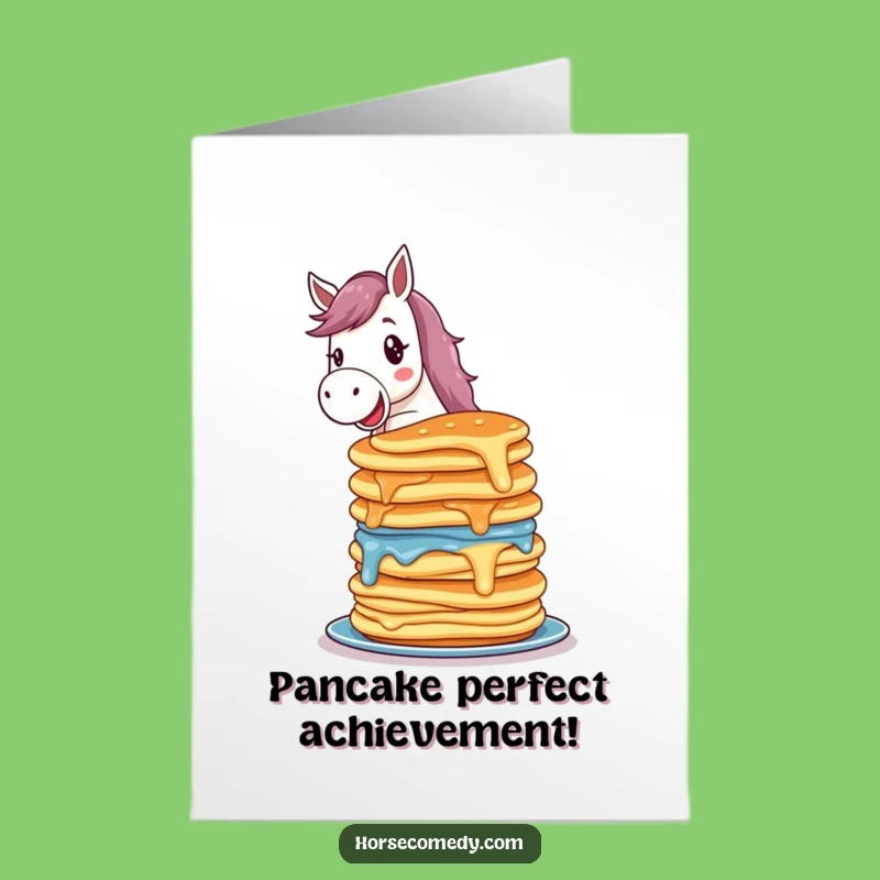 Free Printable Congrats Card: Horse with Pancakes, Hilarious Downloadable Celebration Gift