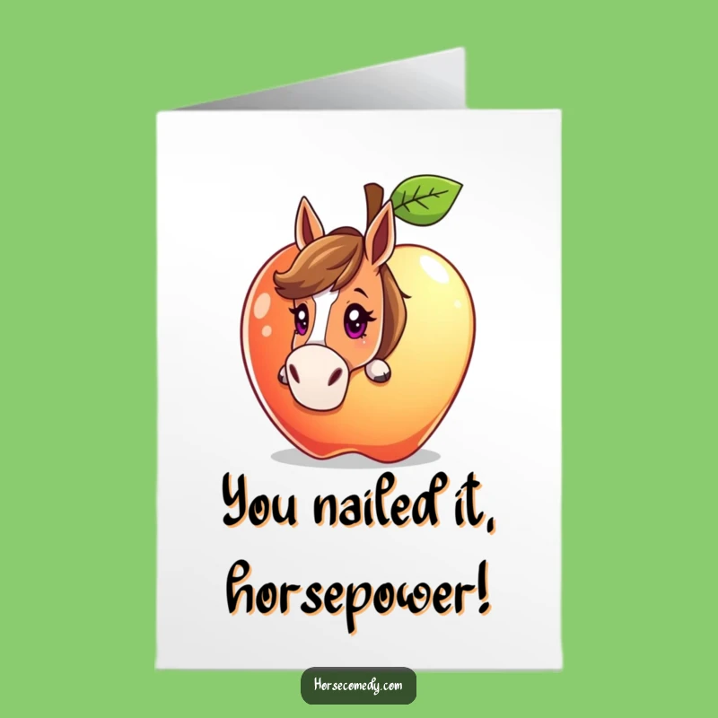 Free Printable Congratulations Card: Curious Horse Apple Downloadable Funny Gift
