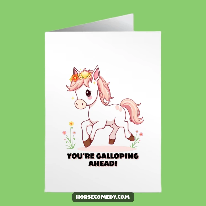 Free Printable Congrats Card: Happy Foal Prancing - Humorous Downloadable