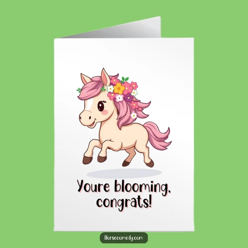 Free Printable Horse Congrats Card: Floral Gallop, Funny Achievement Downloadable Gift