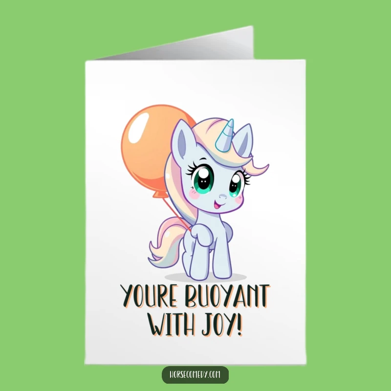 Free Printable Congrats Card: Pony Balances Balloon, Funny Downloadable Gift