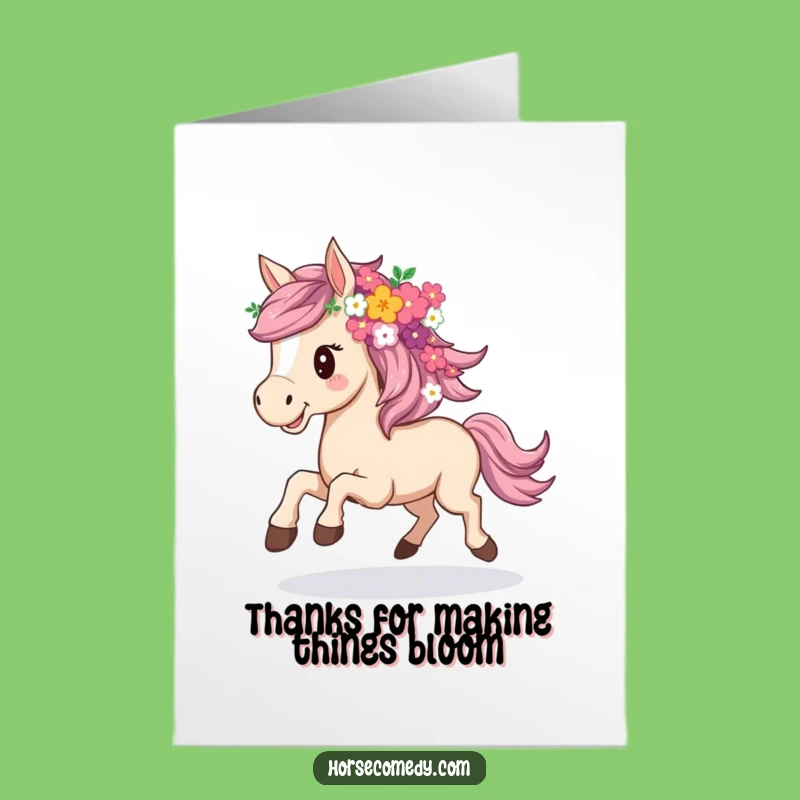 Free Printable Horse Thank You Card: Floral Gallop, Funny Gratitude Downloadable Gift