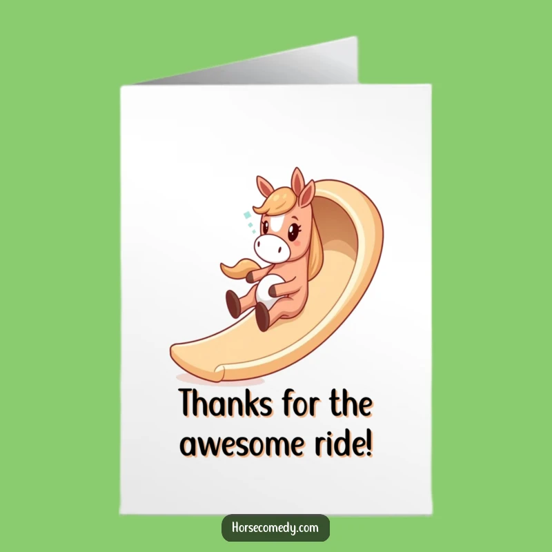 Free Printable Thank You Card: Giddy Horse Sliding, Fun Downloadable Appreciation Gift