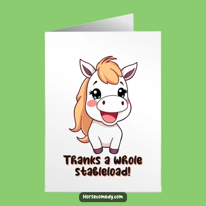 Free Printable Thank You Card: Happy Horse Neigh, Funny DIY Downloadable