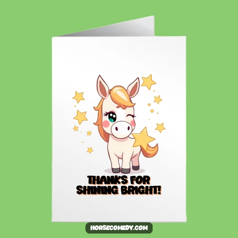 Free Printable Thank You Card: Horse Juggling Stars, Fun Downloadable Appreciation Gift