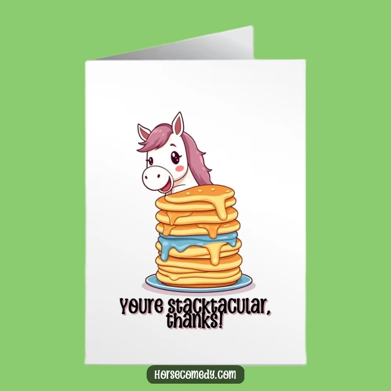 Free Printable Thank You Card: Horse & Pancakes, Fun Downloadable Appreciation Gift