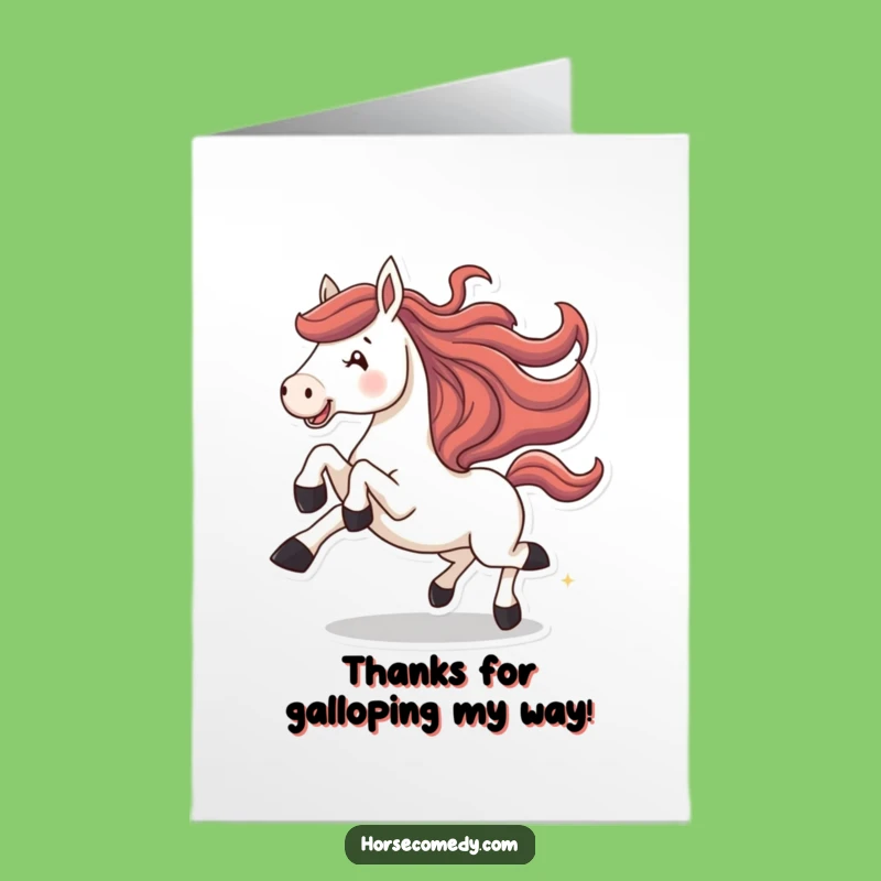 Free Printable Thank You Card Horse Gallop Kicking Gift Downloadable