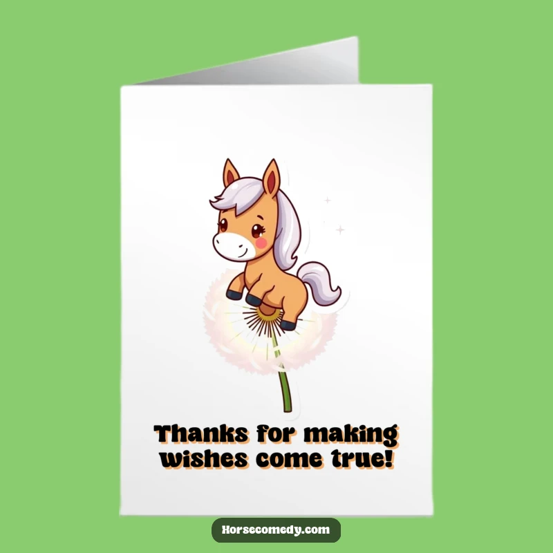 Funny Free Printable Thank You Card: Dandelion Horse Ride - Wishing Gratitude Downloadable Gift