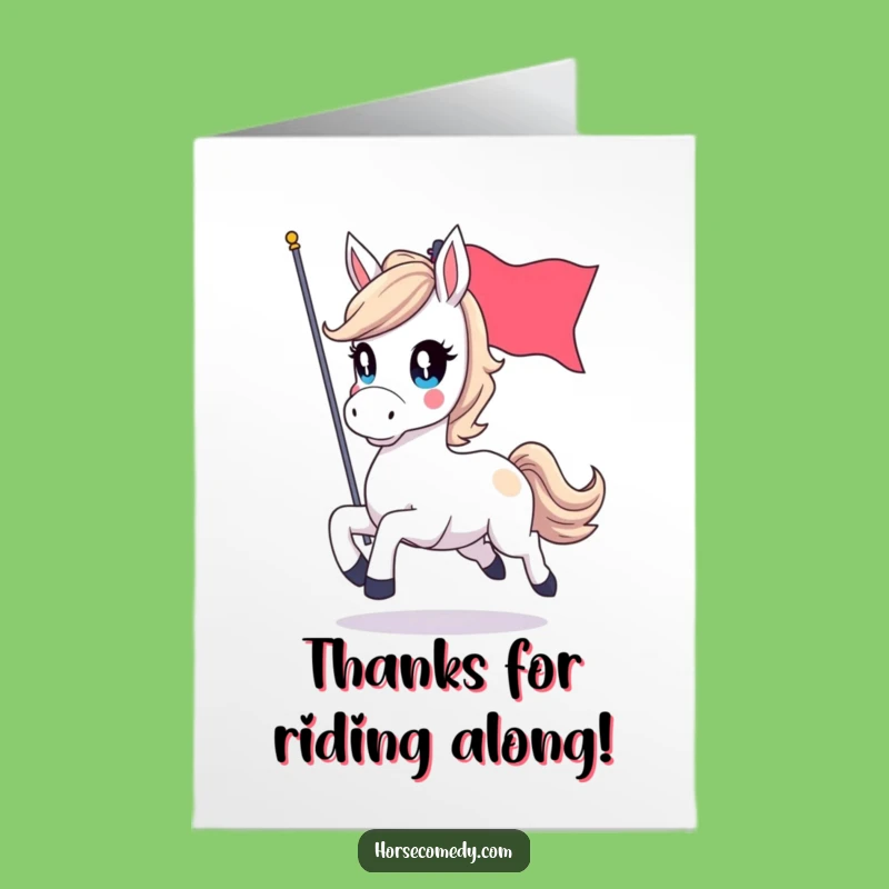 Free Printable Thank You Card: Horse Flag Gallop, Funny Appreciative Gift