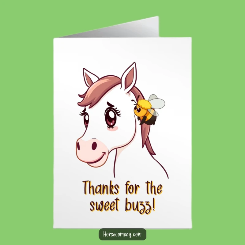 Funny Free Printable Thank You Card: Surprised Horse & Bee - Sweet Downloadable Gift
