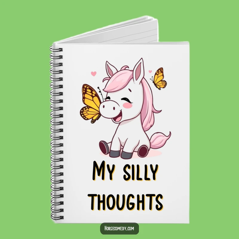 Funny Giggling Horse Butterfly Notebook: Jot Down Your Happy Thoughts