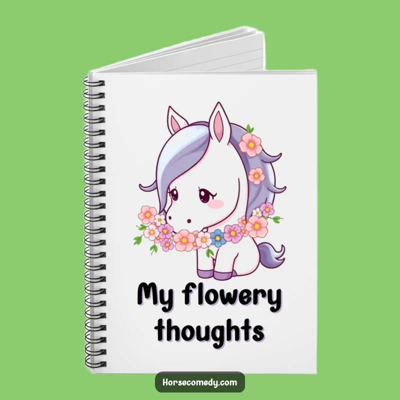 Funny Horse Flower Garland Notebook: Journal with Gentle Thoughts, Sweet Gift
