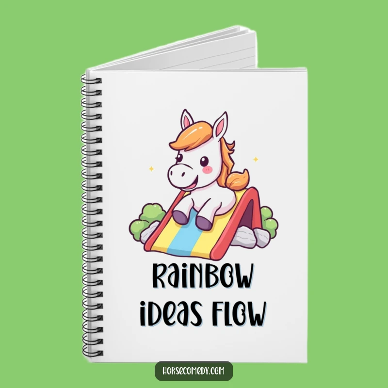 Funny Rainbow Slide Horse Notebook - Cheerful Shout Journal, Inspiring Funny Gift
