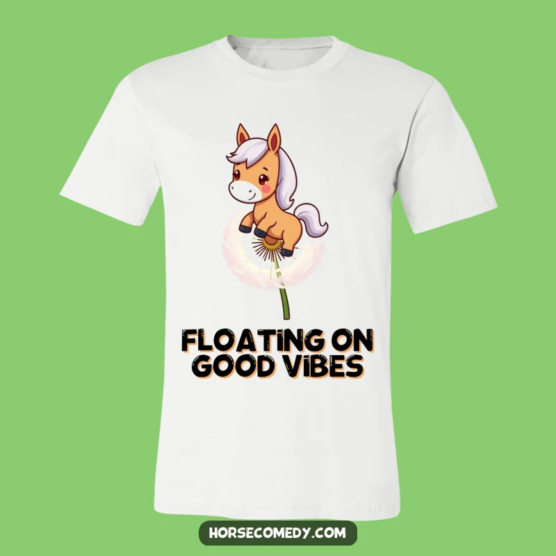 Funny Horse Dandelion Ride T-Shirt - Joyful Equine Adventure Style