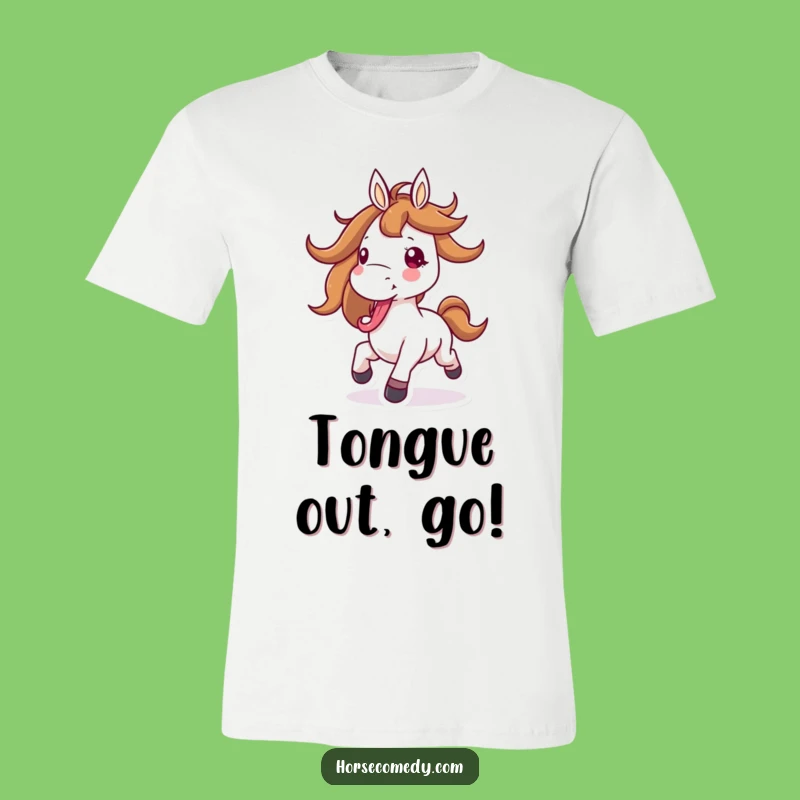 Funny Galloping Horse Tongue Out Tee - Wild Freedom & Hilarious Gift