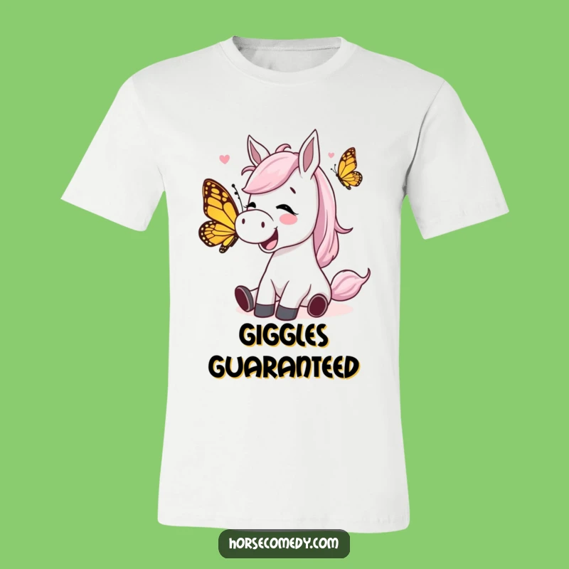 Funny Giggling Horse Butterfly T-Shirt: Wear Your Happiness Loudly