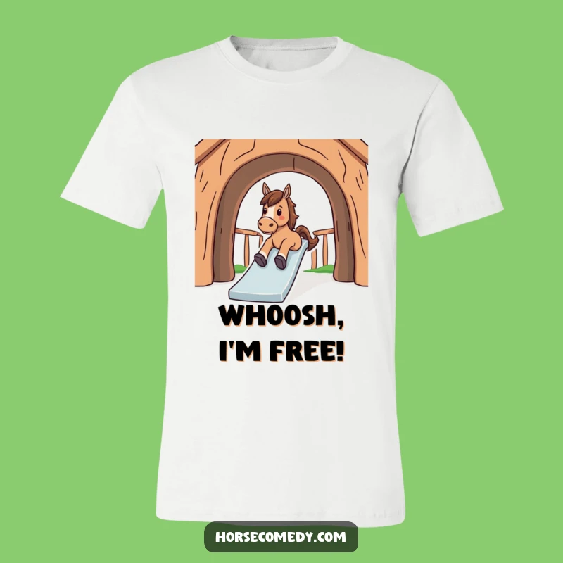 Funny Horse Sliding Down Slide T-Shirt - Wearable Fun