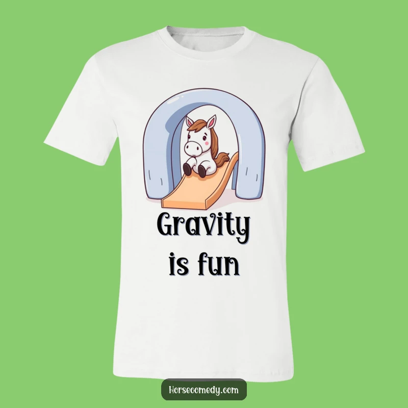 Funny Horse Sliding Down Slide T-Shirt: Playful Equine Apparel