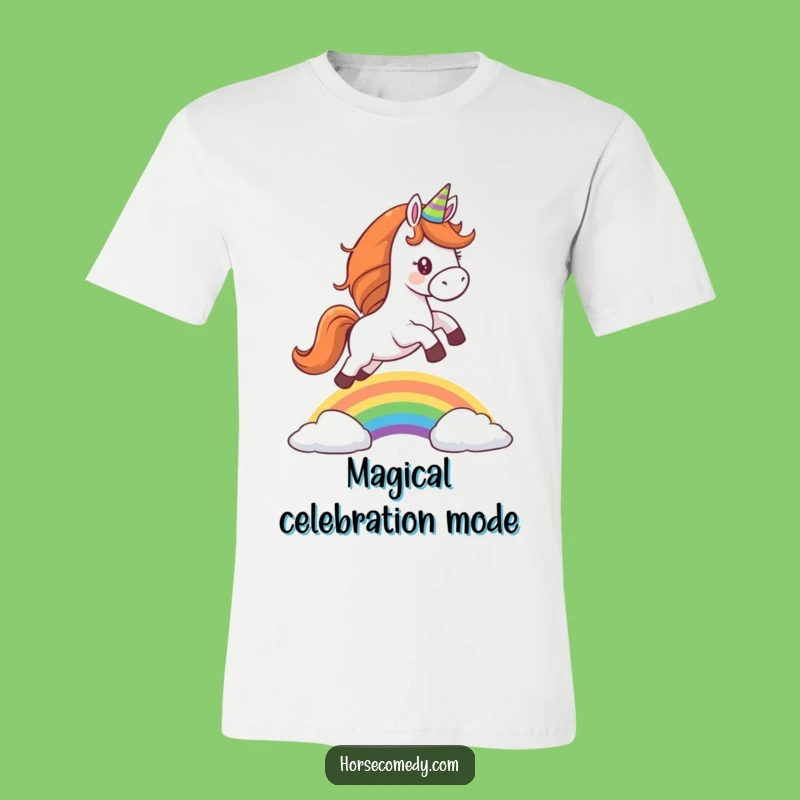 Funny Party Horse T-Shirt - Celebrate with Rainbows and Humor!