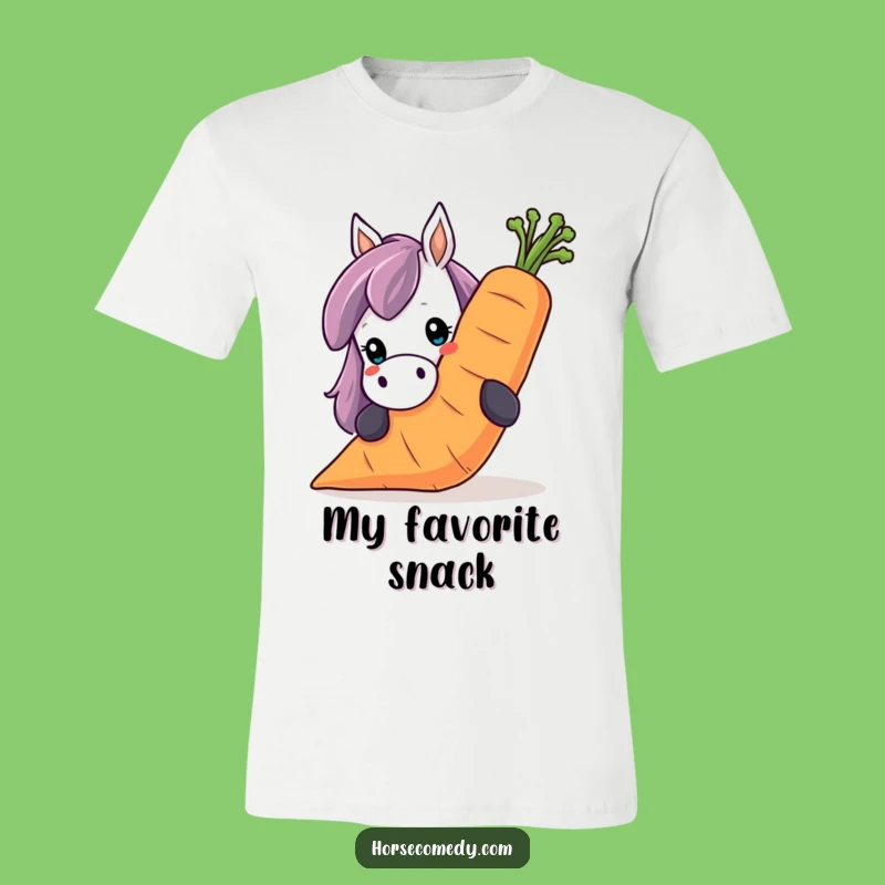Funny Horse Carrot T-Shirt: Peeking Over Giant Smile, Ideal Funny Veggie Gift