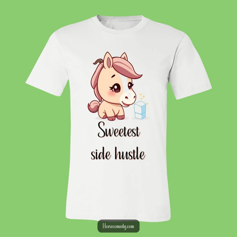 Funny Horse T-Shirt: Curious Equine Examining Sugar Cube - Great Gift