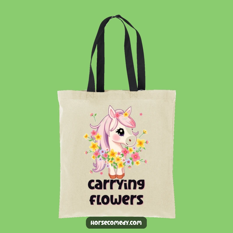 Funny Horse Flower Garland Tote Bag - Chic Equine Floral Accessory