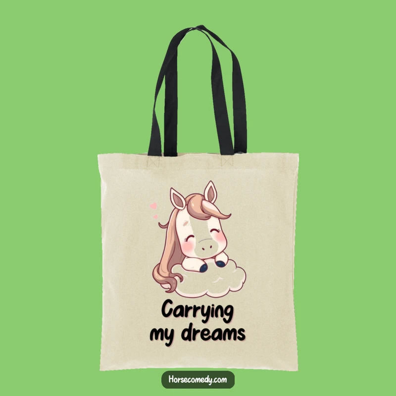 Funny Horse Cloud Tote Bag: Contented Equine Carryall - Travel Gift