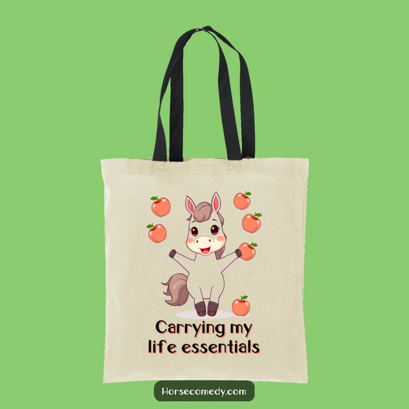 Funny Horse Juggling Apples Tote Bag - Carry Your Laughs in Style