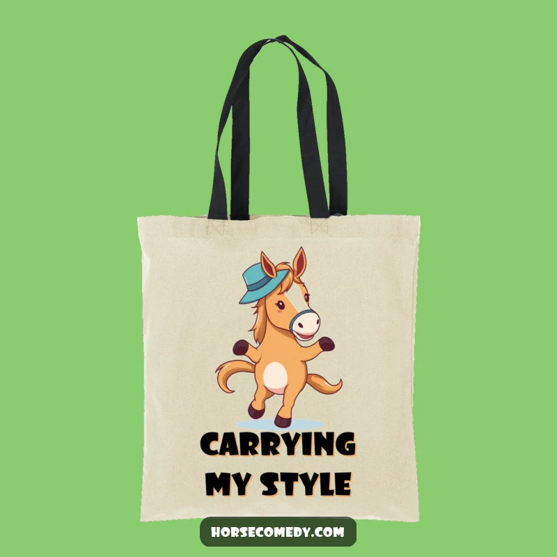 Funny Horse Waltzing Hat Tote Bag: Carry Your Elegance and Humor
