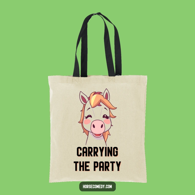 Funny Horse Noisemaker Tote Bag: Carry Your Fun in Hilarious Cartoon Style