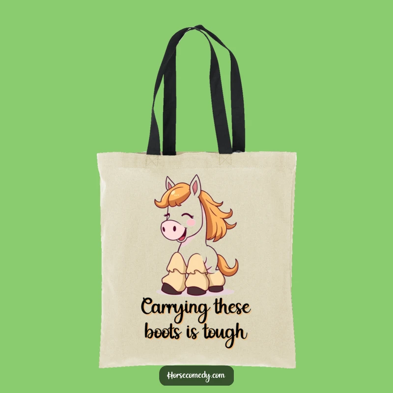 Funny Giggle Horse Tote Bag with Floppy Boots, Stylish Comical Carry-All Gift