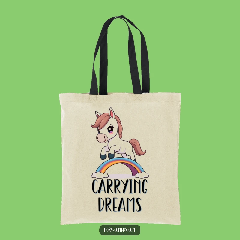 Funny Determined Horse Tote Bag: Carry Your Ambition!