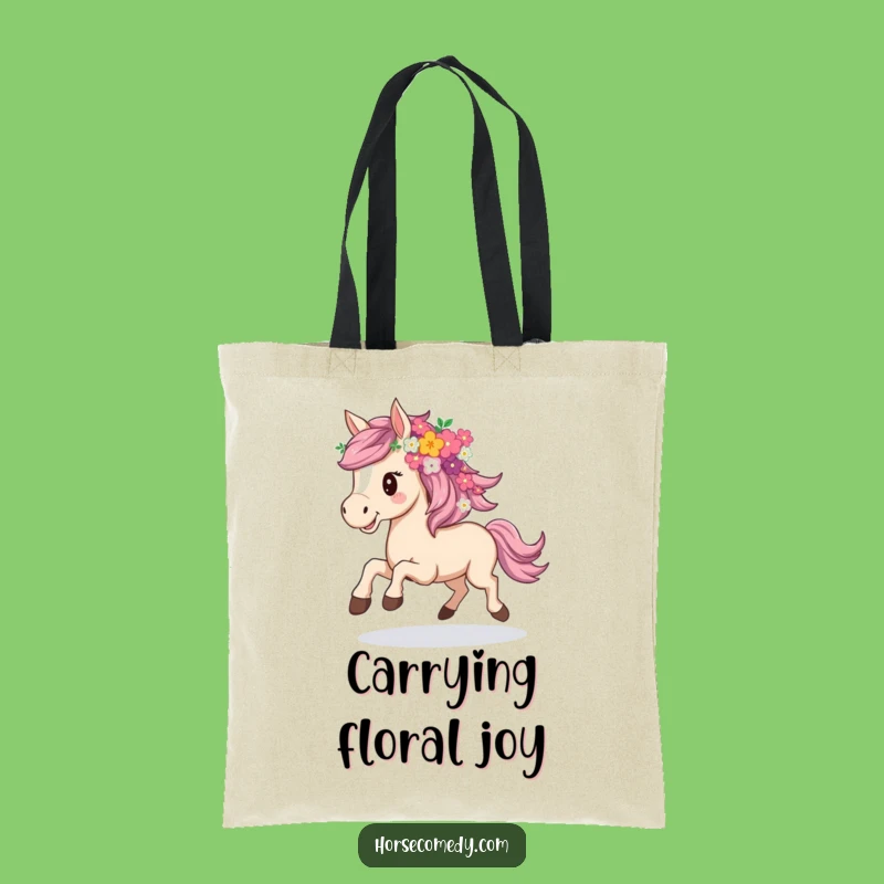 Funny Flowery Horse Tote Bag - Carry Nature's Humor Everywhere!
