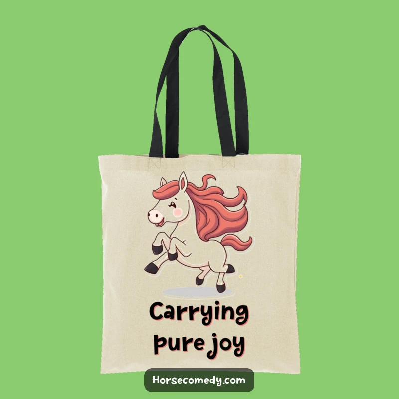 Funny Galloping Horse Tote Bag: Joyful Kicking Design, Great Funny Horse Gift