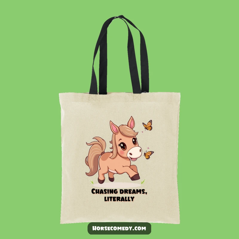 Funny Horse Butterfly Chase Tote: Carry Your Joy, Practical & Amusing Gift