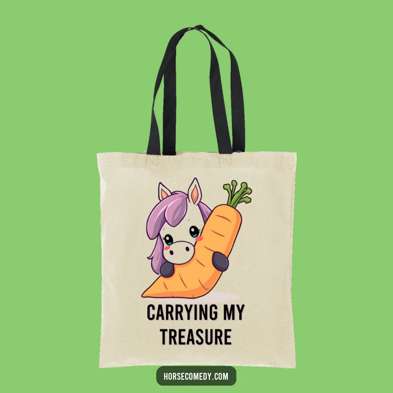 Funny Horse Carrot Tote Bag: Peeking Over Giant Smile, Great Funny Food Gift