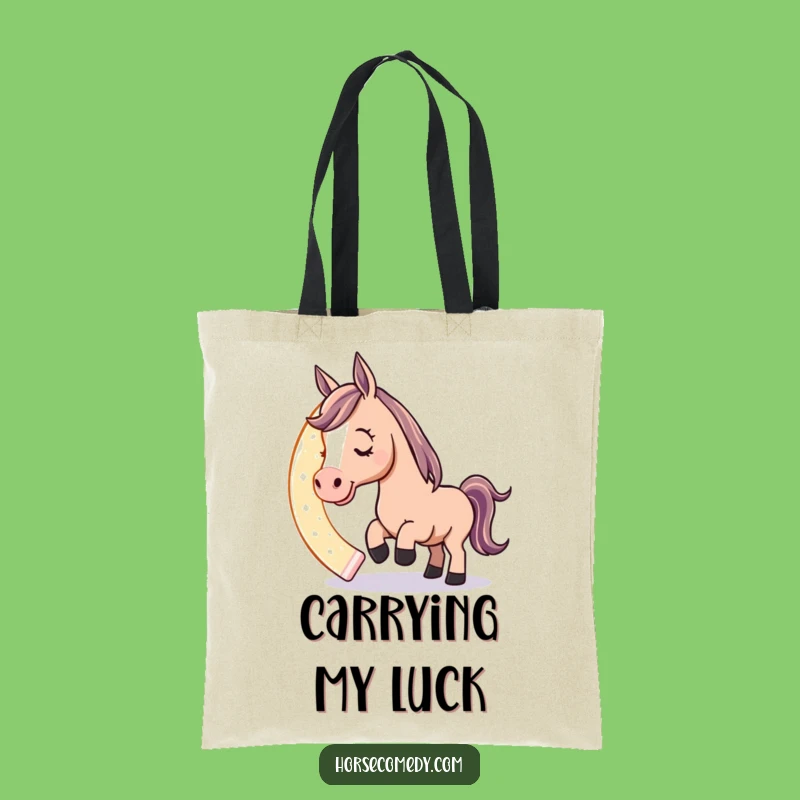 Funny Horse Horseshoe Tote Bag: Playful Luck Carry-All, Charming Equestrian Gift