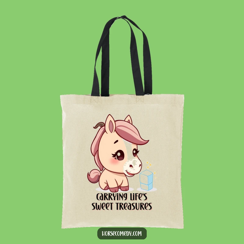 Funny Horse Tote Bag: Curious Equine Sugar Cube Shopper - Gift Idea