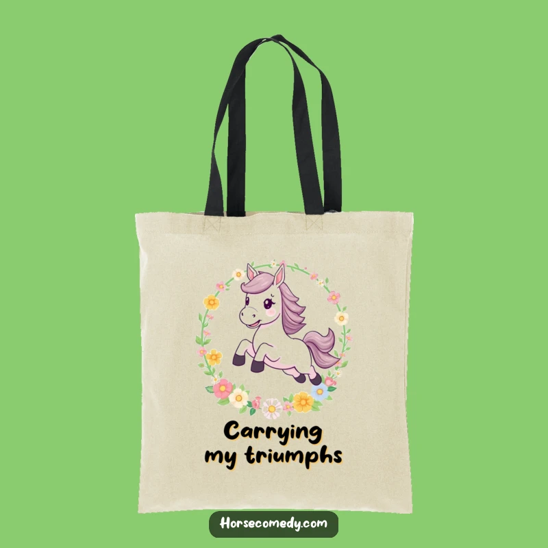 Funny Leaping Horse Flower Hoop Tote Bag: Carry Your Dreams!