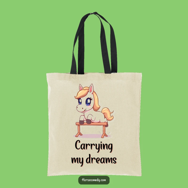Funny Sparkle Eye Horse Tote Bag - Playful Leap Carry-All, Adorable Funny Gift