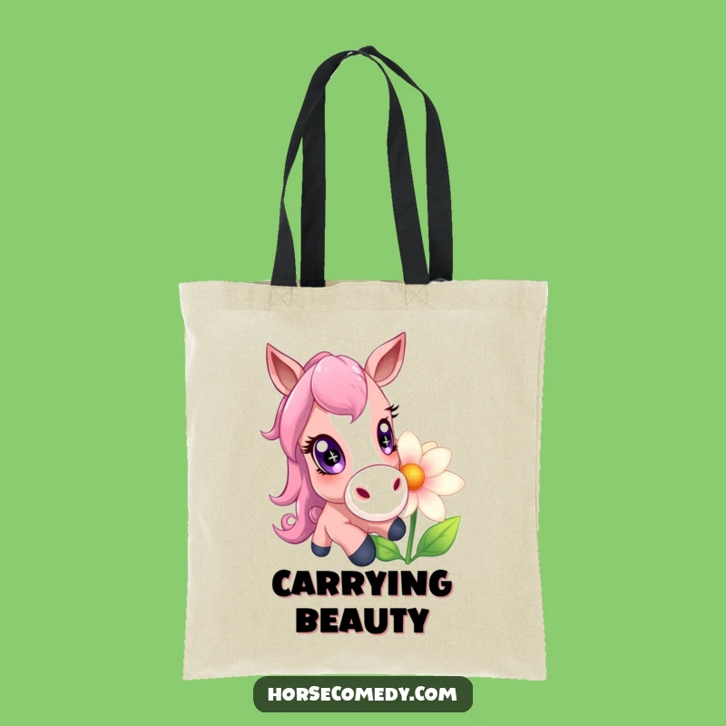 Funny Sparkle Horse Flower Tote: Hilarious Bag for Gentle Souls