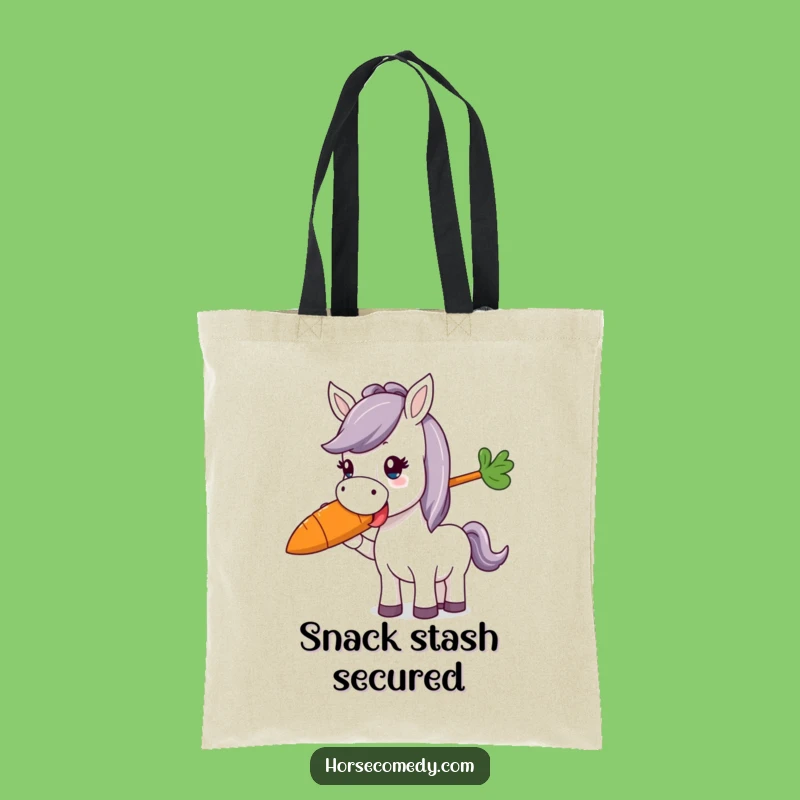 Funny Horse Munching Carrot Tote Bag: Carry Your Delights in Style